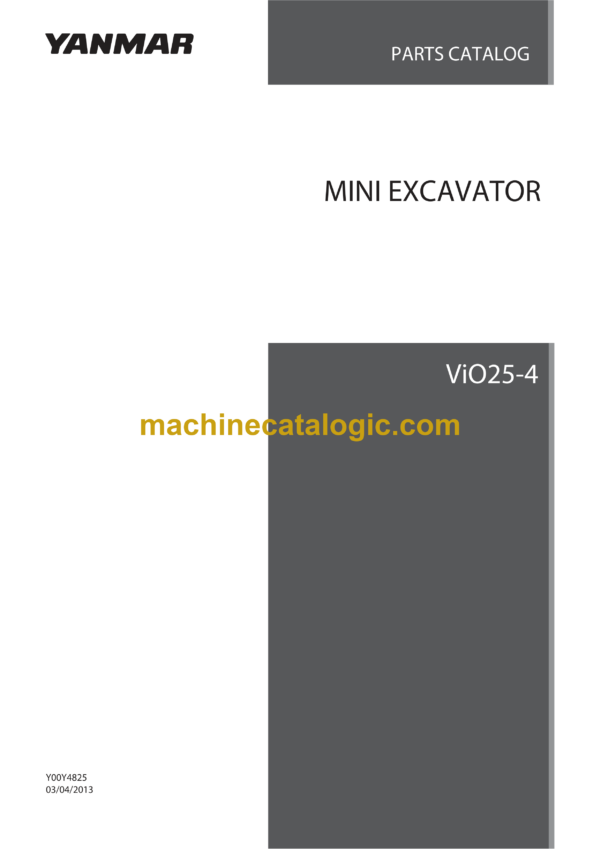 Yanmar ViO25-4 Mini Excavator Parts Catalog (Y00Y4825)