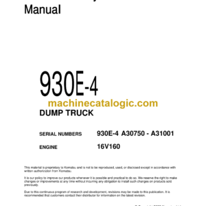 Komatsu 930E-4 Dump Truck Field Assembly Manual (CEAW006104)