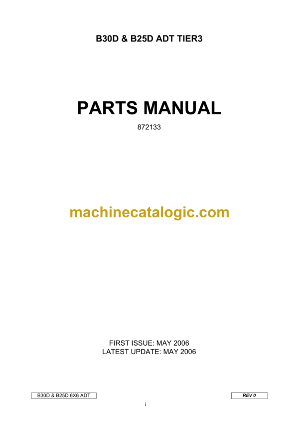 Bell B30D, B25D ADT Tier3 Articulated Dump Truck Parts Manual (872133)