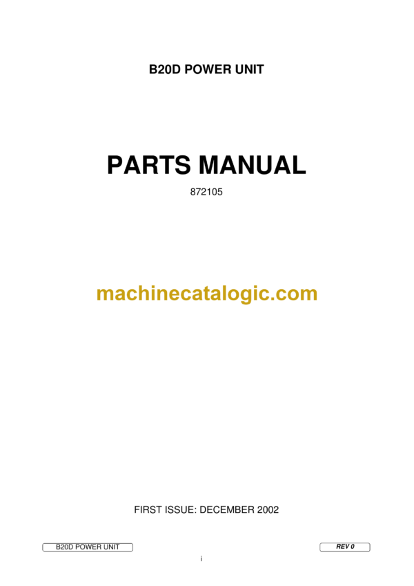 Bell B20D Power Unit Parts Manual (872105)