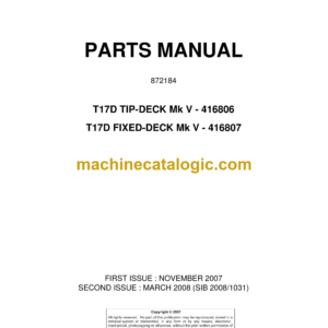 Bell T17D TIP-DECK Mk V - 416806 T17D FIXED-DECK Mk V - 416807 Parts Manual (872184)