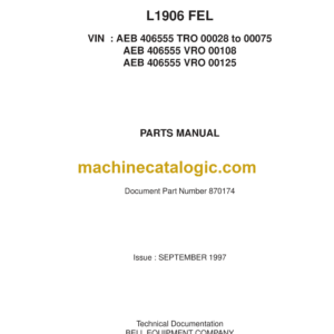 Bell L1906 Frontend Loader Parts Manual (870174)