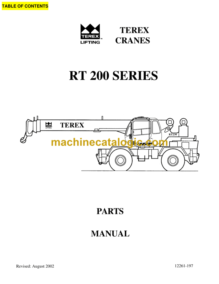 Terex RT200 Series Crane Parts Manual (12261-197)