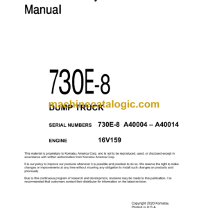 Komatsu 730E-8 Dump Truck Field Assembly Manual (CEAW007802)