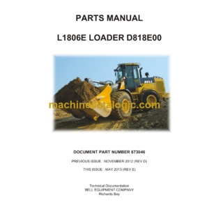 Bell L1806E Loader D818E00 Parts Manual (873046)