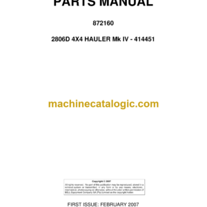 Bell 2806D 4X4 Hauler Mk IV - 414451 Parts Manual (872160)