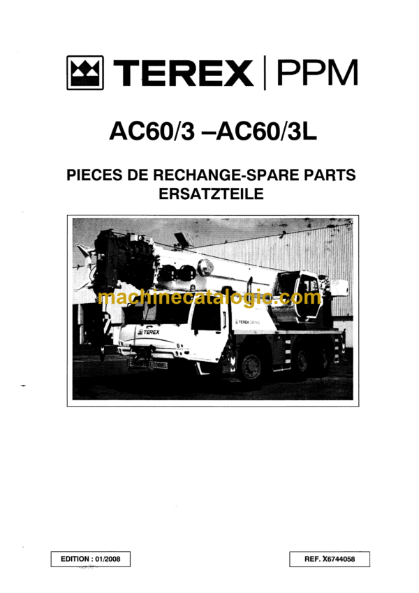 Terex AC60, AC60-3, AC60-3L Crane Parts Manual