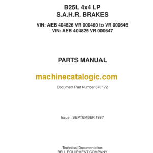 Bell B25L 4x4 LP S.A.H.R. Brakes Parts Manual (870172)