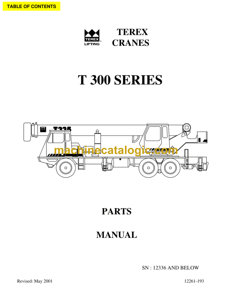 Terex T300 Series Crane Parts Manual (12261-193)