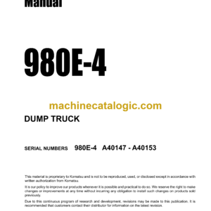 Komatsu 980E-4 Dump Truck Field Assembly Manual (CEAW011003)