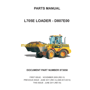 Bell L705E Loader D807E00 Parts Manual (873050)