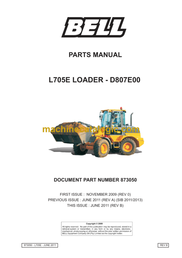 Bell L705E Loader D807E00 Parts Manual (873050)