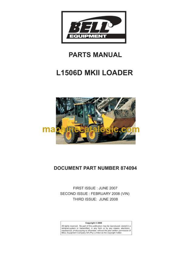 Bell L1506D MK II Loader Parts Manual (874094)