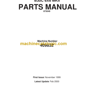 Bell B30C 6X6 Mk II Articulated Dump Truck Parts Manual (875049, 872202)