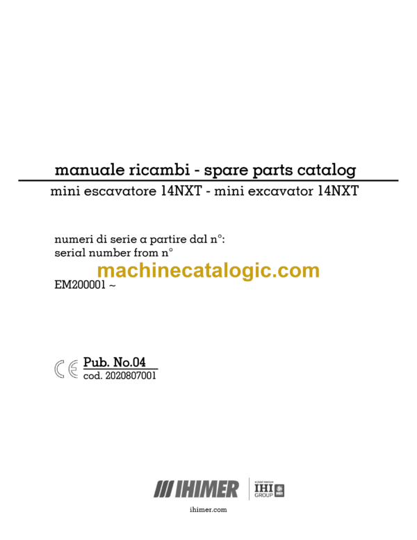 IНI 14NXT Mini Excavator Spare Parts Catalog