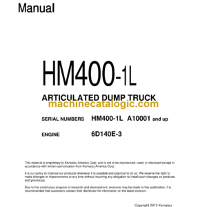 Komatsu HM400-1L Dump Truck Shop Manual (CEBM015302)