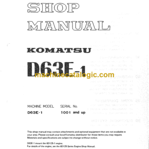 Komatsu D63E-1 Dump Truck Shop Manual (SEBMU1410102)