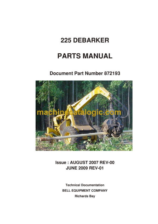 Bell 225 Debarker Parts Manual (872193)