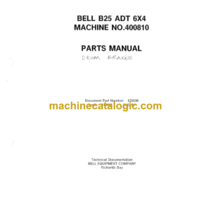 Bell B25 6x4 ADT Articulated Dump Truck Parts Manual (870036)