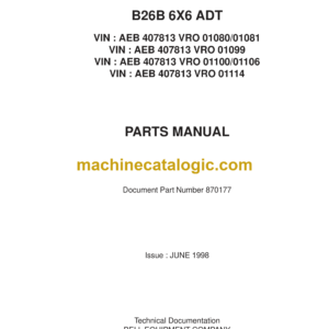 Bell B26B 6X6 ADT Articulated Dump Truck Parts Manual (870177)