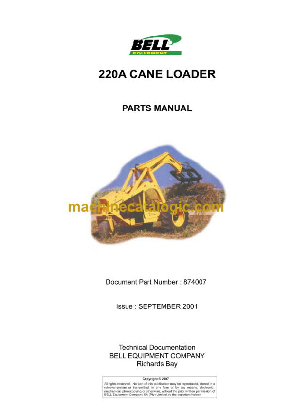 Bell 220A Cane Loader Parts Manual (874007, 874068)