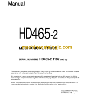 Komatsu HD465-2 Mechanical Truck Field Assembly Manual (SEBM0569C02)