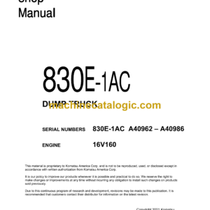 Komatsu 830E-1AC Dump Truck Shop Manual (CEBM029902)