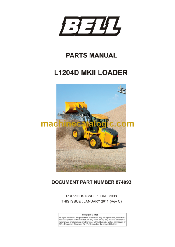 Bell L1204D MKII Loader Parts Manual (874093)