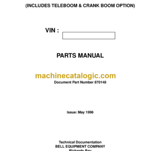 Bell 220C Logger INCLUDES TELEBOOM & CRANK BOOM OPTION Parts Manual (870148)