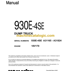 Komatsu 930E-4SE Dump Truck Shop Manual (CEBM027102)