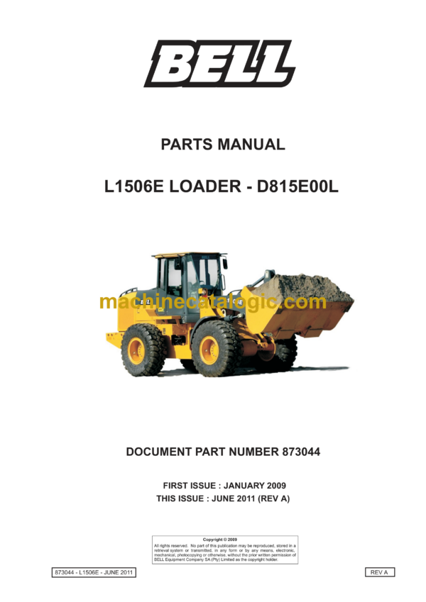 Bell L1506E Loader D815E00L Parts Manual (873044)