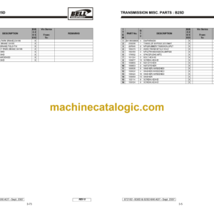 Bell B30D & B25D 6X6 MkV ADT Articulated Dump Truck Parts Manual (872182)