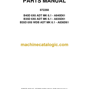 Bell B40D 6X6 ADT MK 6.1 - A840D61, B35D 6X6 ADT MK 6.1 - A835D61, B35D 6X6 WDB ADT MK 6.1 - A836D61 Articulated Dump Truck Parts Manual (872268)