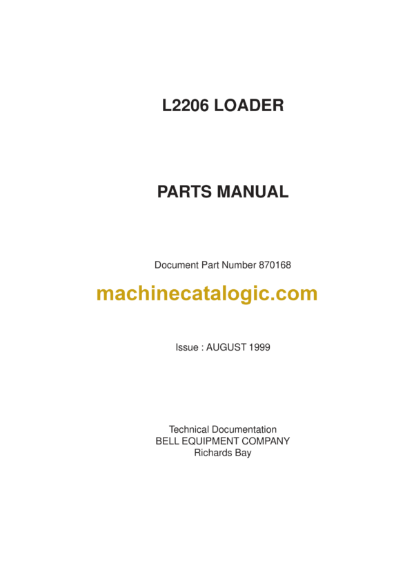 Bell L2206 Loader Parts Manual (870168)