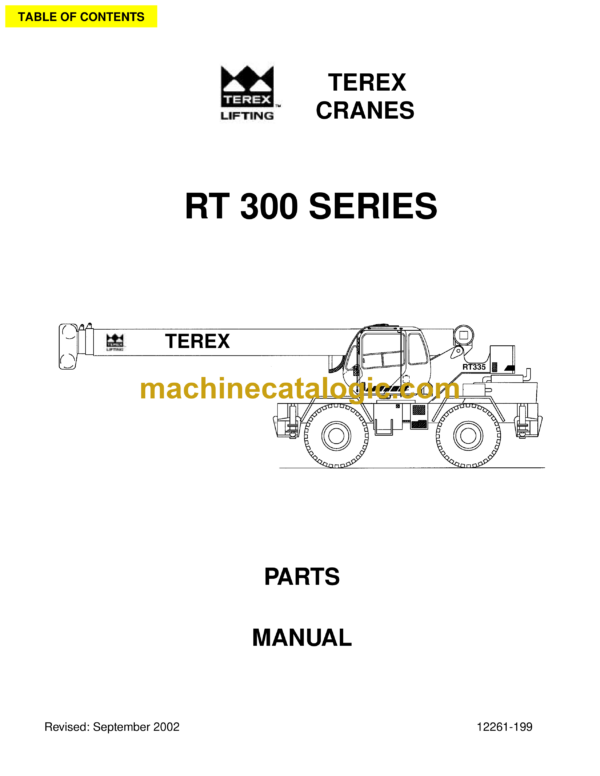 Terex RT 300 Crane Series Parts Manual