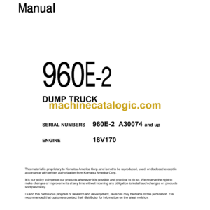 Komatsu 960E-2 Dump Truck Shop Manual (CEBM028701)