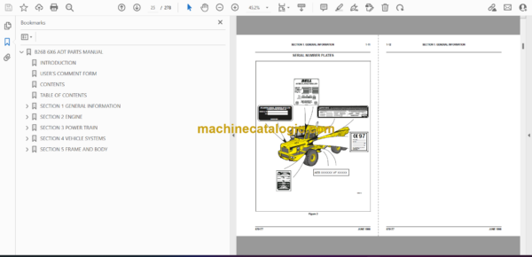 Bell B26B 6X6 ADT Articulated Dump Truck Parts Manual (870177) - Image 2