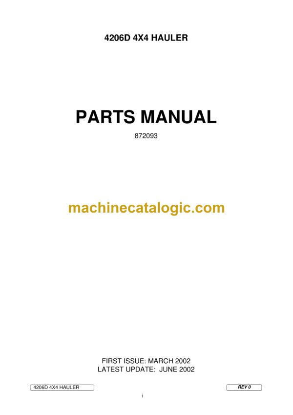 Bell 4206D 4X4 Hauler Parts Manual (872093)