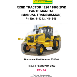 Bell 1226, 1866 2WD Rigid Tractor Parts Manual (874046 March 2003, February 2002 Rev04)