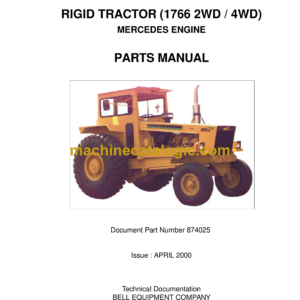 Bell 1766 2WD, 4WD Rigid Tractor Parts Manual (874025, 874026 January 1999, 874026)