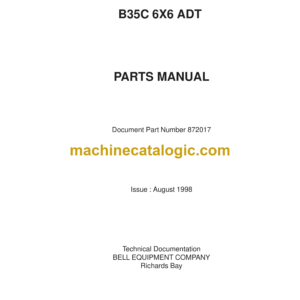 Bell B35C 6X6 ADT Articulated Dump Truck Parts Manual (872017, 872017-01)