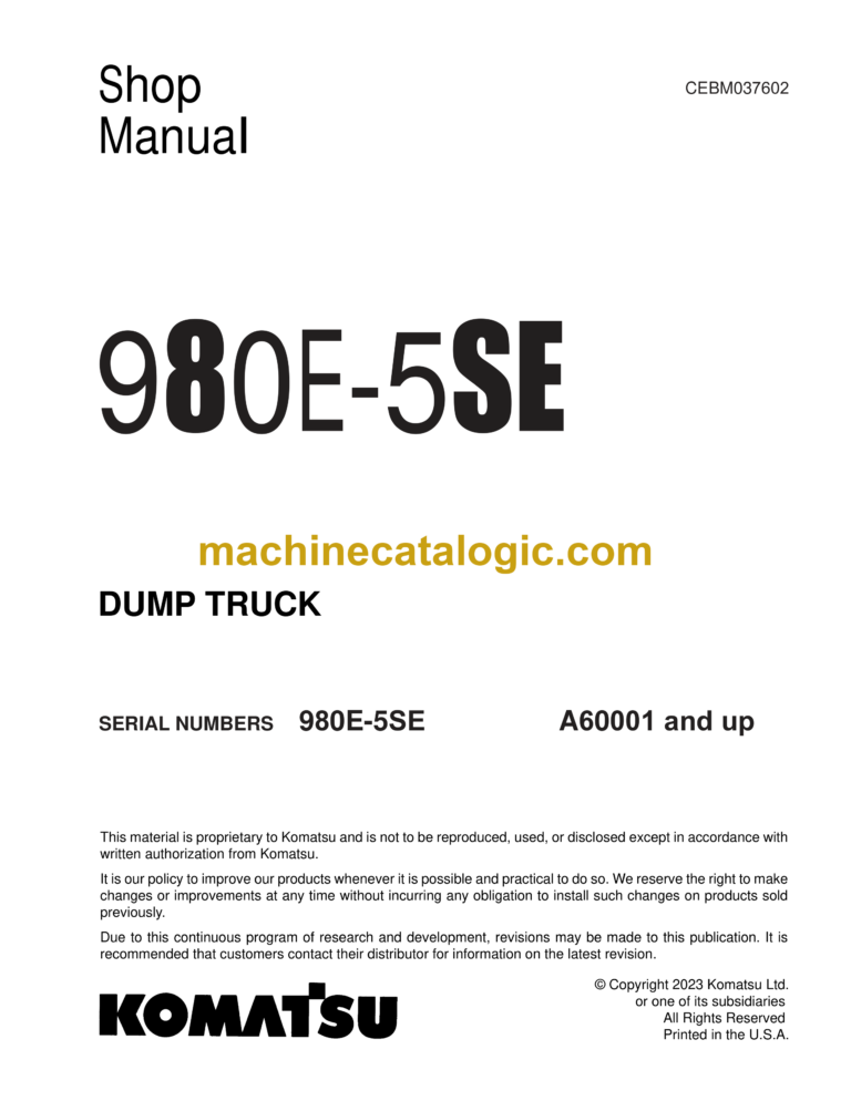 Komatsu 980E-5SE Dump Truck Shop Manual (CEBM037602)