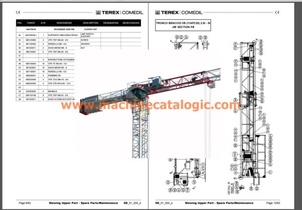 Terex CTT 91-5 TS12 Flat Top Tower Crane Full PDF Manual (Erection, Use, Maintenance, Spare Parts)