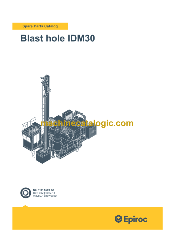 Epiroc Blast Hole Drills IDM30 Spare Parts Catalog