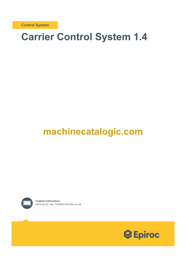 Epiroc Carrier Control System 1.4 Control System Manual