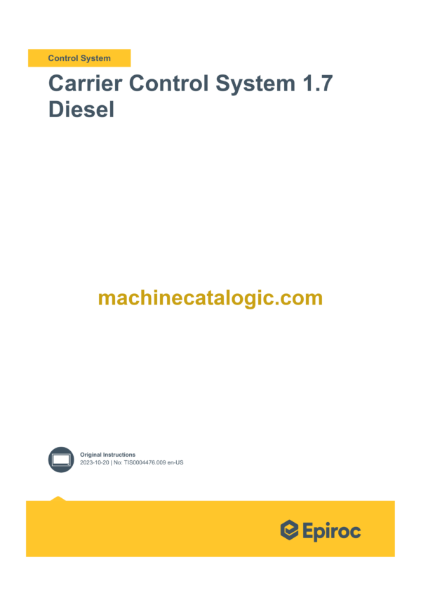 Epiroc Carrier Control System 1.7 Diesel Control System Manual