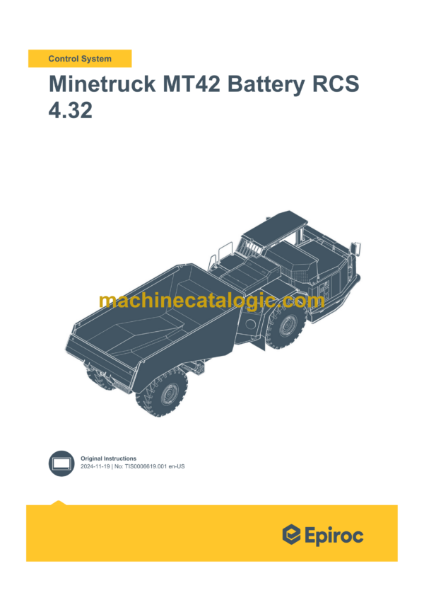 Epiroc Minetruck MT42 Battery RCS 4.32 Control System Manual