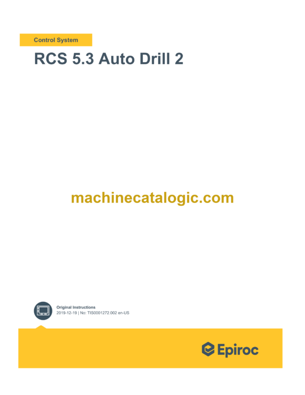 Epiroc RCS 5.3 Auto Drill 2 Control System Manual