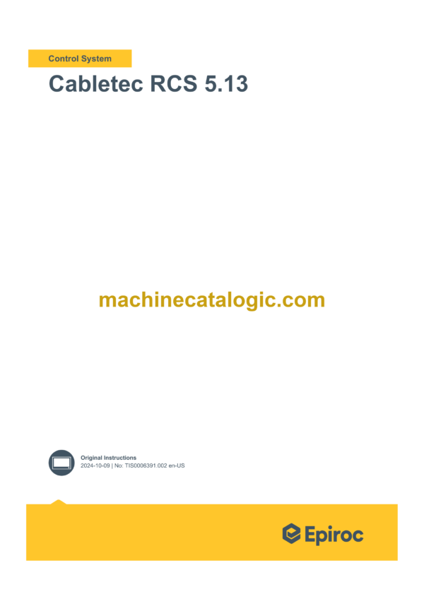 Epiroc Cabletec RCS 5.13 Control System Manual