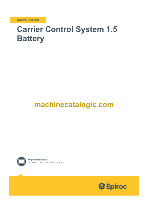 Epiroc Carrier Control System 1.5 Battery Control System Manual